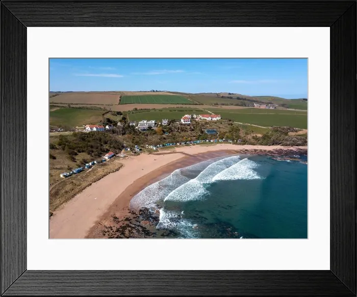 Framed Print : Aerial view of Coldingham bay, Berwickshire, Scotland, Uk Framed Print : Aerial view of Coldingham bay, Berwickshire, Scotland, Uk