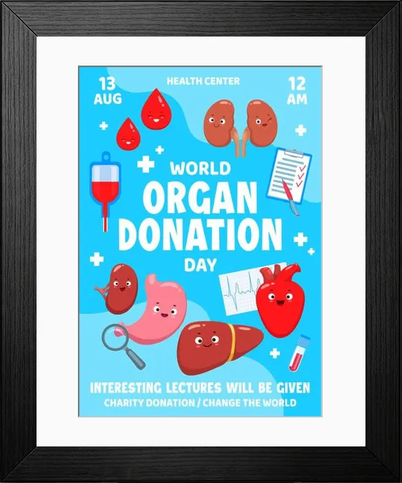 Framed Print : World body organ donation day poster or flyer Framed Print : World body organ donation day poster or flyer