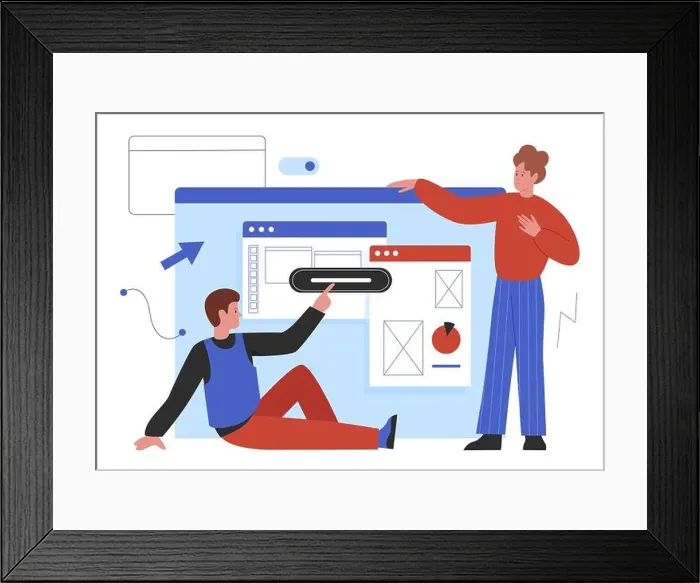 Framed Print : Web design development, website project process creation vector illustration Framed Print : Web design development, website project process creation vector illustration