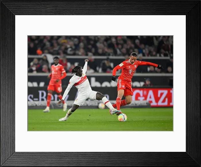 Framed Print : Tanguy Coulibaly VfB Stuttgart (07) vs Leroy Sane FC Bayern Muenchen FCB (10) Framed Print : Tanguy Coulibaly VfB Stuttgart (07) vs Leroy Sane FC Bayern Muenchen FCB (10)