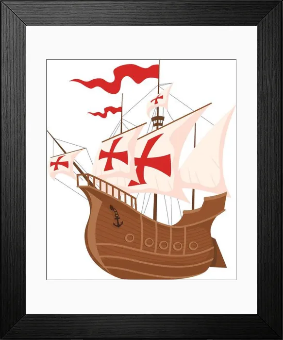 Framed Print : columbus wooden caravel ship icon