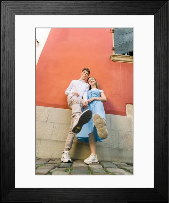 Framed Print : Happy crazy funny couple in summer casual clothes Framed Print : Happy crazy funny couple in summer casual clothes