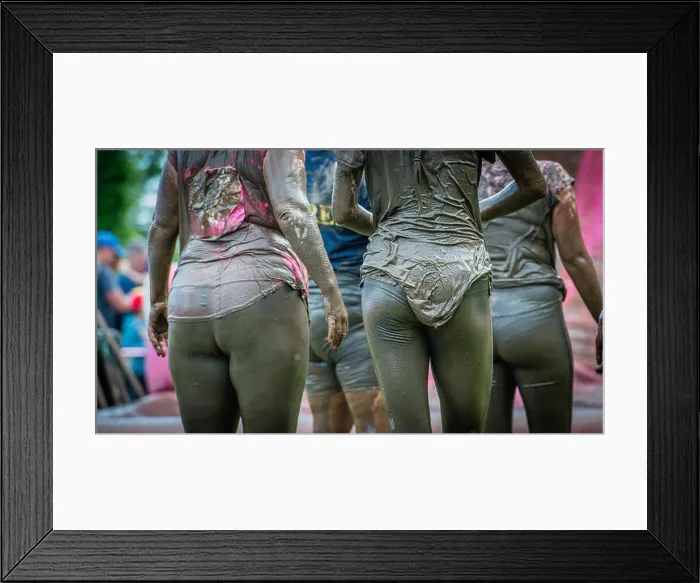 Framed Print : 4 friends stand covered in mud after the Pretty Muddy 5k Race for Life charity fun run at Windsor Racecourse 2017 Framed Print : 4 friends stand covered in mud after the Pretty Muddy 5k Race for Life charity fun run at Windsor Racecourse 2017