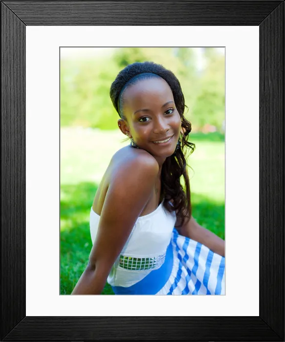 Framed Print : Outdoor portrait of a young beautiful african american girl