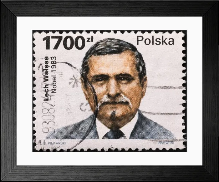 Framed Print : Portrait of Lech Walesa on polish postage stamp Framed Print : Portrait of Lech Walesa on polish postage stamp