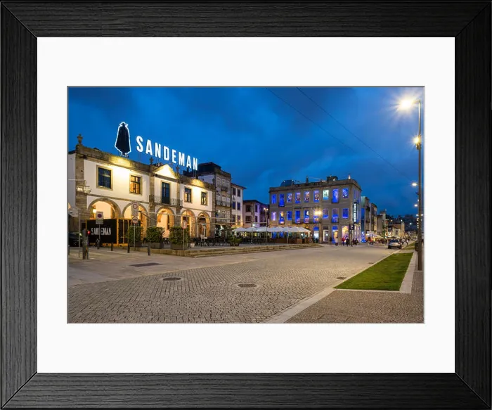 Framed Print : Sandeman Port Wine lodge, cellars and restaurant at night in Villa Nova de Gaia, Porto, Portugal Framed Print : Sandeman Port Wine lodge, cellars and restaurant at night in Villa Nova de Gaia, Porto, Portugal