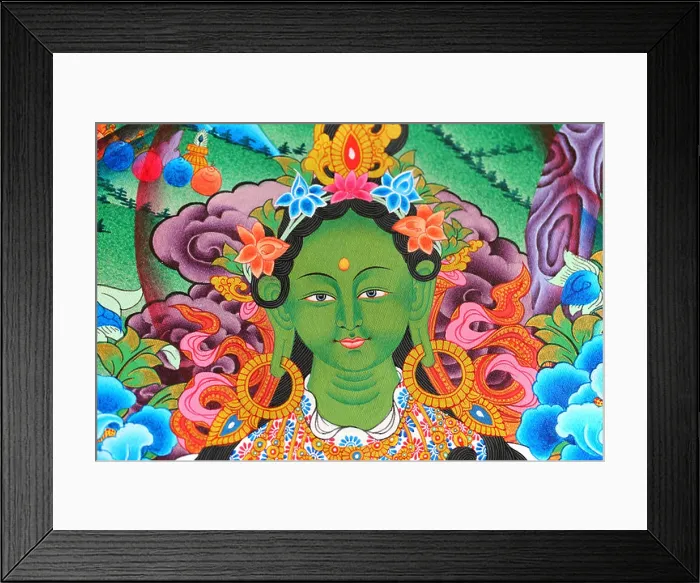 Framed Print : Green Tara thangka from Nepal Framed Print : Green Tara thangka from Nepal