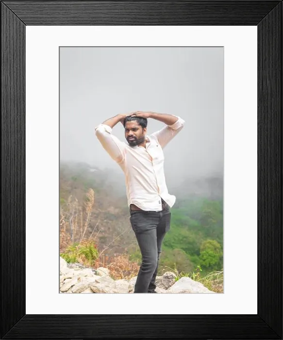 Framed Print : Kodaikanal, India - 21-Feb-2021: Handsome bearded man posing on outdoor. Men Model Editorial Stock Image Framed Print : Kodaikanal, India - 21-Feb-2021: Handsome bearded man posing on outdoor. Men Model Editorial Stock Image