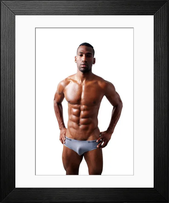 Framed Print : Handsome Muscular Black Man (11) Framed Print : Handsome Muscular Black Man (11)