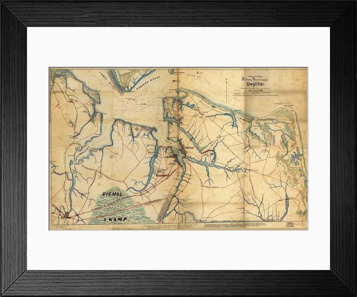 Framed Print : Copy of a map military reconnaissance Dep't Va Framed Print : Copy of a map military reconnaissance Dep't Va