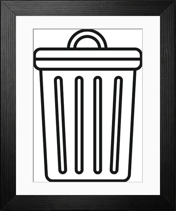 Framed Print : Trash bin icon. Outline trash bin vector icon for web design isolated on white background Framed Print : Trash bin icon. Outline trash bin vector icon for web design isolated on white background