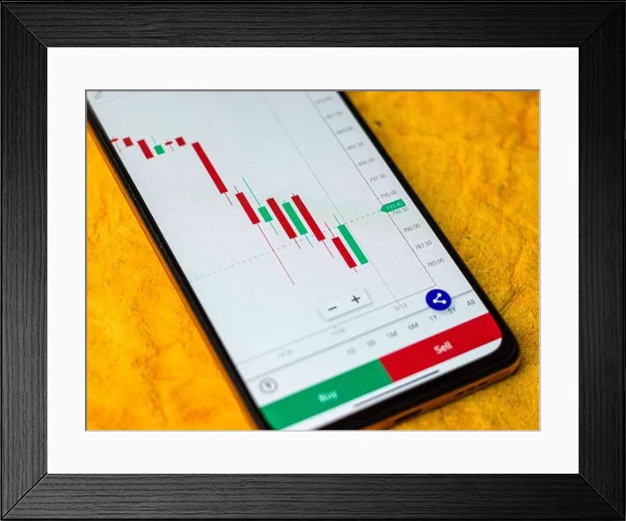Framed Print : Stock market graph for tranding and investment in security exchange Framed Print : Stock market graph for tranding and investment in security exchange