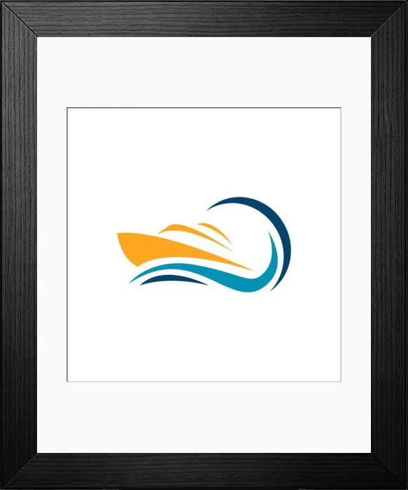 Framed Print : sailing yacht ship boat logo design vector on the water ocean wave Framed Print : sailing yacht ship boat logo design vector on the water ocean wave