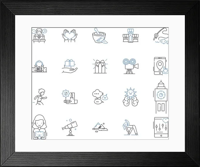 Framed Print : Luxury travel outline icons collection Framed Print : Luxury travel outline icons collection