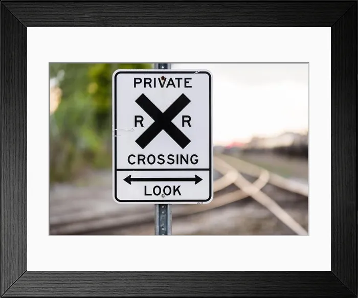 Framed Print : Private railroad crossing sign Framed Print : Private railroad crossing sign