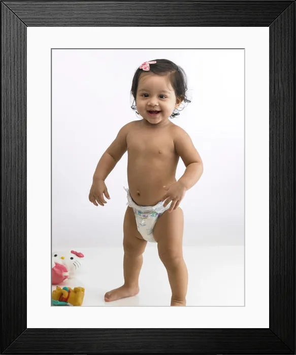 Framed Print : baby wearing diaper, baby in nappy, MR#702O Framed Print : baby wearing diaper, baby in nappy, MR#702O