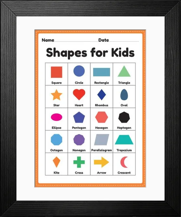 Framed Print : Shapes for kids to learn basic symbols for preschool Framed Print : Shapes for kids to learn basic symbols for preschool