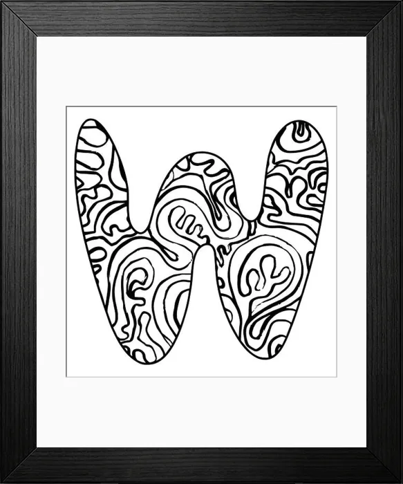 Framed Print : Zentangle stylized alphabet - letter W Framed Print : Zentangle stylized alphabet - letter W