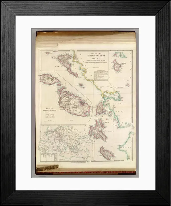 Framed Print : English: Map of the Ionian Islands and Malta compiled from surveys & original documents in the colonial office Framed Print : English: Map of the Ionian Islands and Malta compiled from surveys & original documents in the colonial office