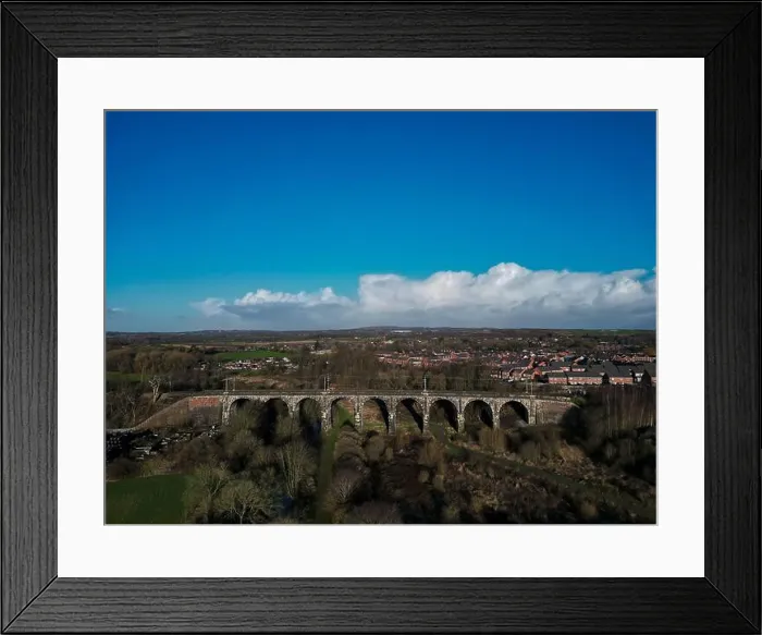 Framed Print : An aerial view of the Sankey Viaduct (Nine Arches) near Newton-le-Willows in Merseyside, UK Framed Print : An aerial view of the Sankey Viaduct (Nine Arches) near Newton-le-Willows in Merseyside, UK