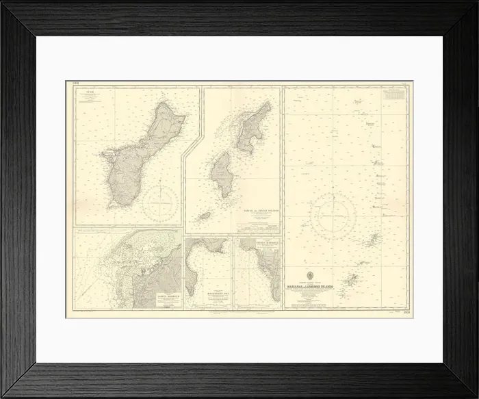 Framed Print : Mariana Islands. Guam Saipan Tinian. ADMIRALTY sea chart 1953 (1955) old map Framed Print : Mariana Islands. Guam Saipan Tinian. ADMIRALTY sea chart 1953 (1955) old map