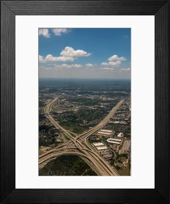 Framed Print : Aerial View of Austin Highway 290 With Cloudy Skies