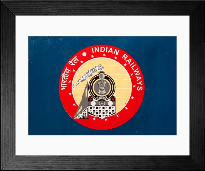 Framed Print : India, Kerala, Kollam, Railway Station, Indian Railways badge on train carriage panel Framed Print : India, Kerala, Kollam, Railway Station, Indian Railways badge on train carriage panel