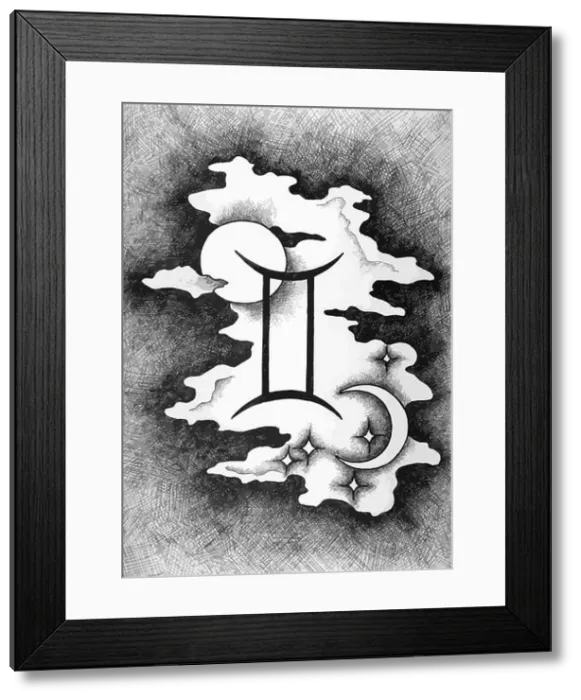 Framed Print : The zodiac signs Gemini. Hand drawn with ink brush. Vector illustration Framed Print : The zodiac signs Gemini. Hand drawn with ink brush. Vector illustration