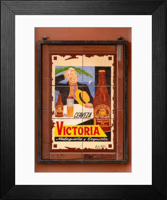 Framed Print : Ceramic tile advertising poster for Victoria beer brewed in Malaga, Spain - Cervezas Victoria Malagueña y exquisita Framed Print : Ceramic tile advertising poster for Victoria beer brewed in Malaga, Spain - Cervezas Victoria Malagueña y exquisita