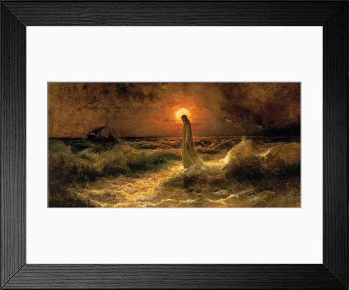 Framed Print : Christ Walking on the Waters, Julius Sergius Von Klever Framed Print : Christ Walking on the Waters, Julius Sergius Von Klever