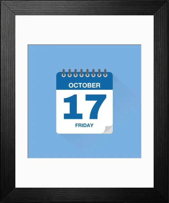Framed Print : Day calendar with date October 17 Framed Print : Day calendar with date October 17