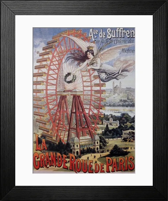 Framed Print : Affiche grande roue Paris is a vintage poster depicting the famous Ferris wheel (La Grande Roue) in Paris Framed Print : Affiche grande roue Paris is a vintage poster depicting the famous Ferris wheel (La Grande Roue) in Paris