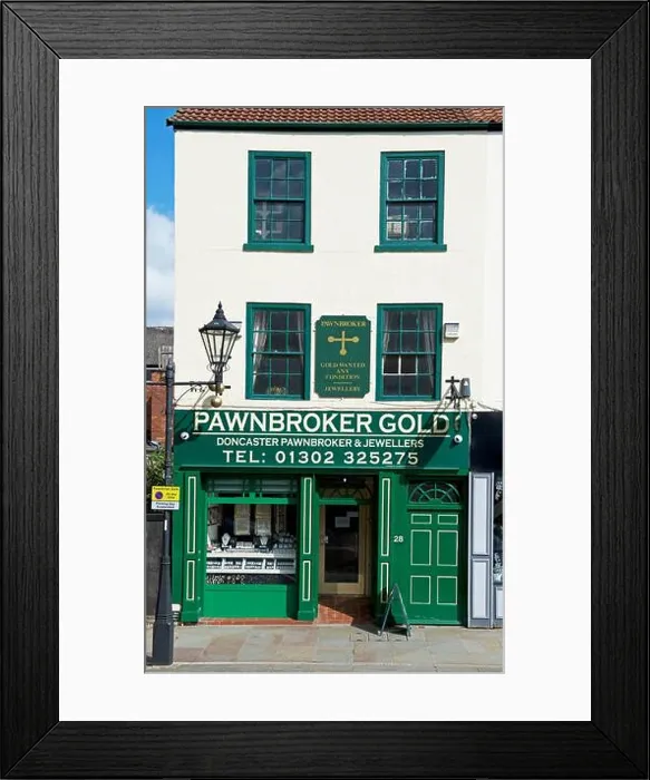 Framed Print : Pawnbroker Gold shop, Market Place, Doncaster, South Yorkshire, England UK Framed Print : Pawnbroker Gold shop, Market Place, Doncaster, South Yorkshire, England UK