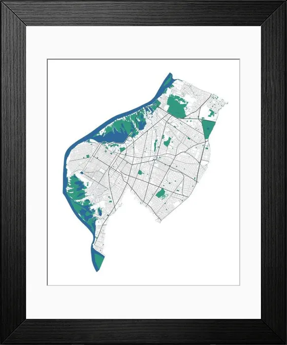 Framed Print : Asuncion vector map. Detailed map of Asuncion city administrative area Framed Print : Asuncion vector map. Detailed map of Asuncion city administrative area