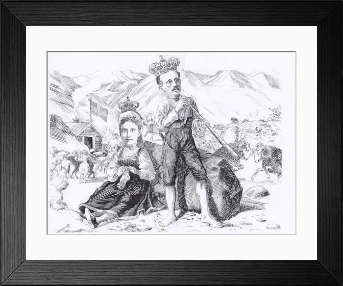 Framed Print : English: Prince Carl of Sweden and Ingeborg spread calm and harmony among the Norwegian rams Framed Print : English: Prince Carl of Sweden and Ingeborg spread calm and harmony among the Norwegian rams