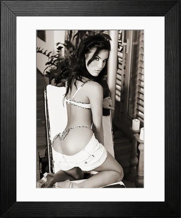 Framed Print : Woman young underwear sexy deck chair kneels sidewards s / w 20-30 years gaze camera dark-haired erotically woman Framed Print : Woman young underwear sexy deck chair kneels sidewards s / w 20-30 years gaze camera dark-haired erotically woman