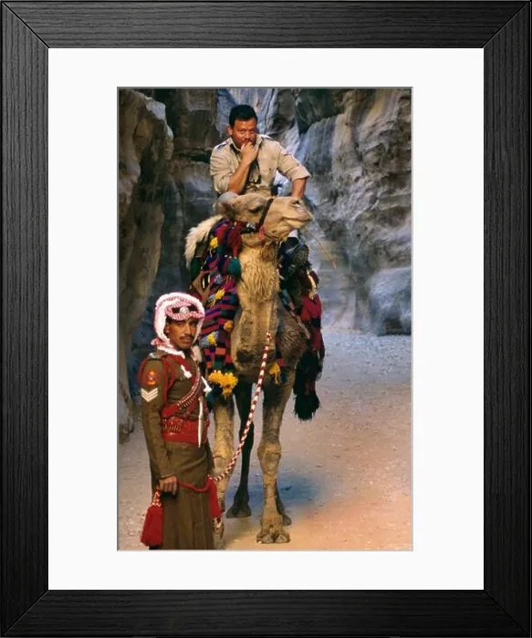 Framed Print : Peter Greenberg with King Abdulah II of Jordan on camel back at the entrance to Petra, 2001 Framed Print : Peter Greenberg with King Abdulah II of Jordan on camel back at the entrance to Petra, 2001