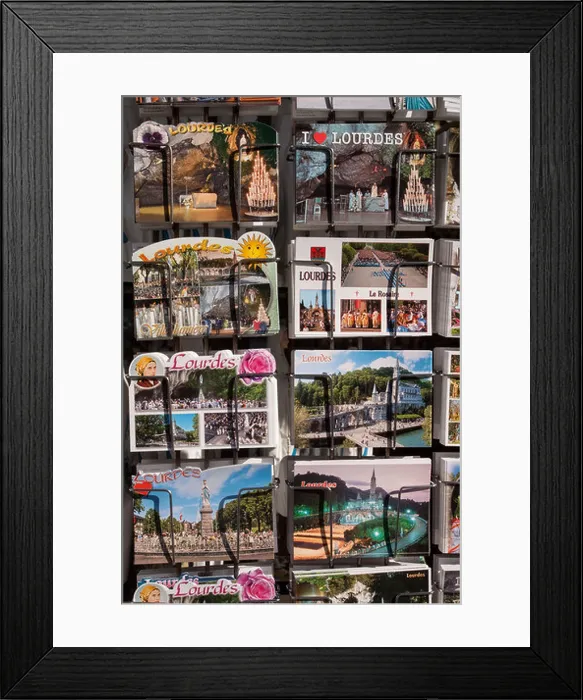 Framed Print : POSTCARDS ON A SOUVENIR SELLER'S STALL LOURDES HAUTES-PYRENEES (65) MIDI-PYRENEES FRANCE Framed Print : POSTCARDS ON A SOUVENIR SELLER'S STALL LOURDES HAUTES-PYRENEES (65) MIDI-PYRENEES FRANCE