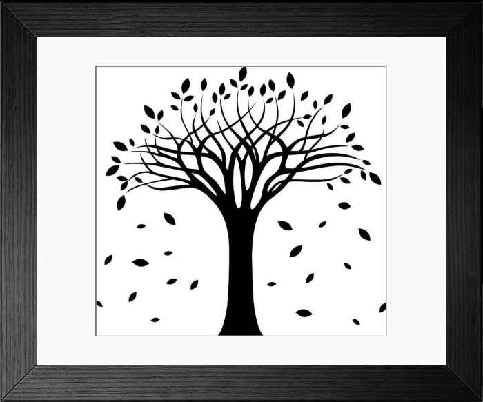 Framed Print : Autumn tree silhouette over white background vector illustration Framed Print : Autumn tree silhouette over white background vector illustration