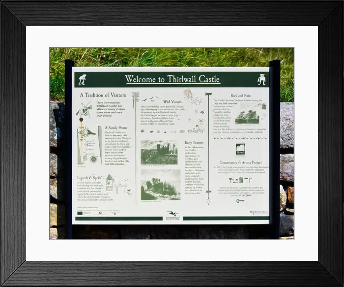 Framed Print : Information board ' Welcome to Thirlwall Castle' Framed Print : Information board ' Welcome to Thirlwall Castle'