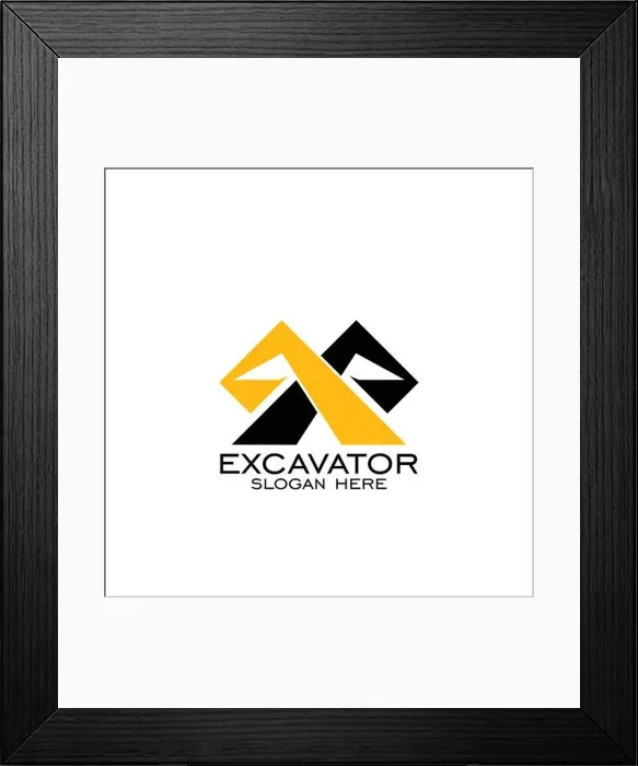 Framed Print : Excavator logo vector design, simple logo flat design Framed Print : Excavator logo vector design, simple logo flat design