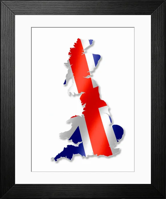 Framed Print : UK United Kingdom Great Britain England Scotland Country Map Outline With National Flag Inside Framed Print : UK United Kingdom Great Britain England Scotland Country Map Outline With National Flag Inside