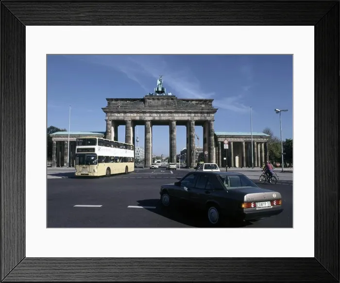Framed Print : Brandenburg Gate with view from the west side to the street Unter den Linden in Berlin