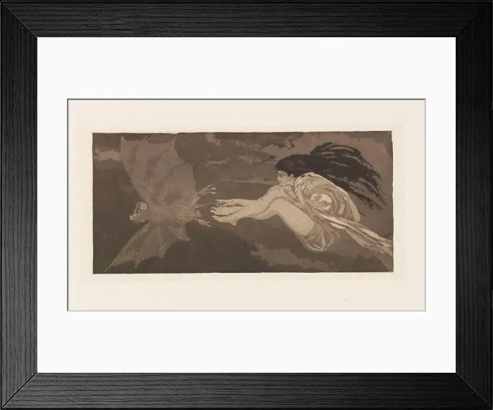 Framed Print : Witch and Bat. Museum: PRIVATE COLLECTION. Author: MAX KLINGER Framed Print : Witch and Bat. Museum: PRIVATE COLLECTION. Author: MAX KLINGER