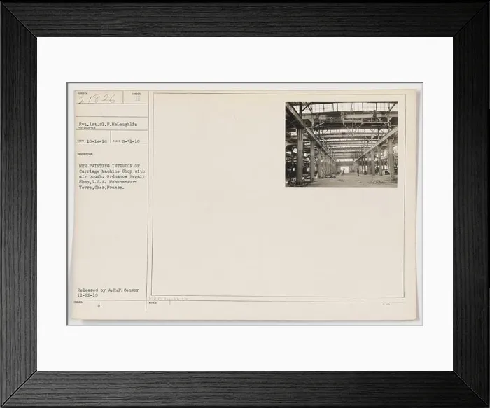 Framed Print : Soldier painting the interior of the Carriage Machine Shop in Mehune-sur-Yevre Framed Print : Soldier painting the interior of the Carriage Machine Shop in Mehune-sur-Yevre