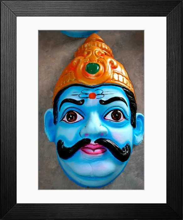 Framed Print : Ravana face mask for Dasera festival celebration Rajkot Gujarat India Indian mask Framed Print : Ravana face mask for Dasera festival celebration Rajkot Gujarat India Indian mask