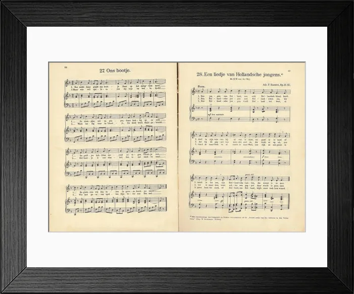 Framed Print : 27 Ons bootje, pagina 32 & 28 Een liedje van Hollandsche jongens, pagina 33 Framed Print : 27 Ons bootje, pagina 32 & 28 Een liedje van Hollandsche jongens, pagina 33