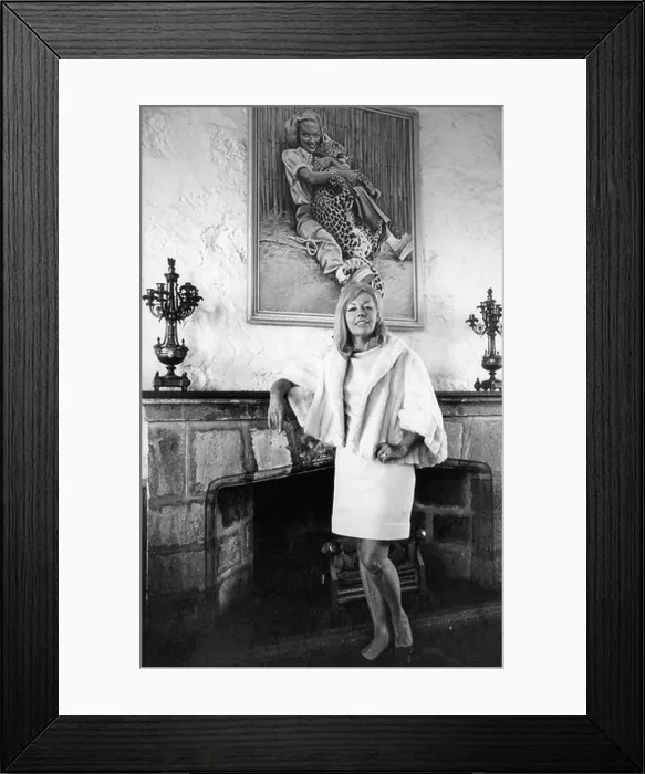 Framed Print : Wearing fake fur Michaela Denis in her Kenya home; an early wildlife film maker Framed Print : Wearing fake fur Michaela Denis in her Kenya home; an early wildlife film maker