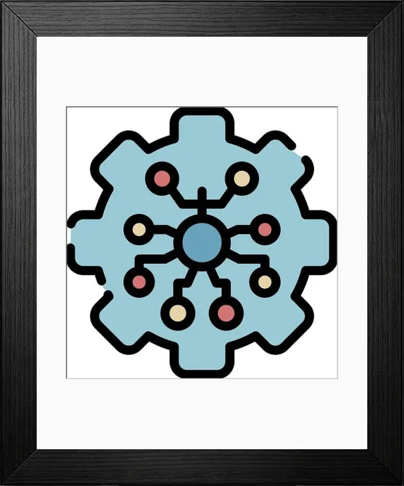 Framed Print : Stylized gear wheel icon. Outline stylized gear wheel vector icon color flat isolated Framed Print : Stylized gear wheel icon. Outline stylized gear wheel vector icon color flat isolated
