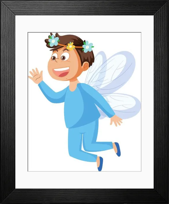 Framed Print : Cute fairy boy cartoon character illustration Framed Print : Cute fairy boy cartoon character illustration
